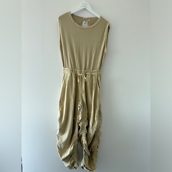 FREE PEOPLE Mixed Media Tan Jumpsuit S - Picture 5 of 7